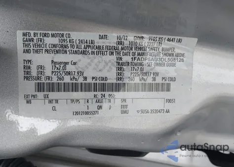 2013 Ford C-Max Hybrid Se z USA, uszkodzony, nr VIN 1FADP5AU3DL508128